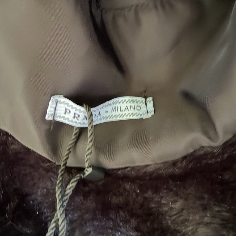 Black Faux Fur Bucket Hat with Logo Tag - Picture 3 of 3